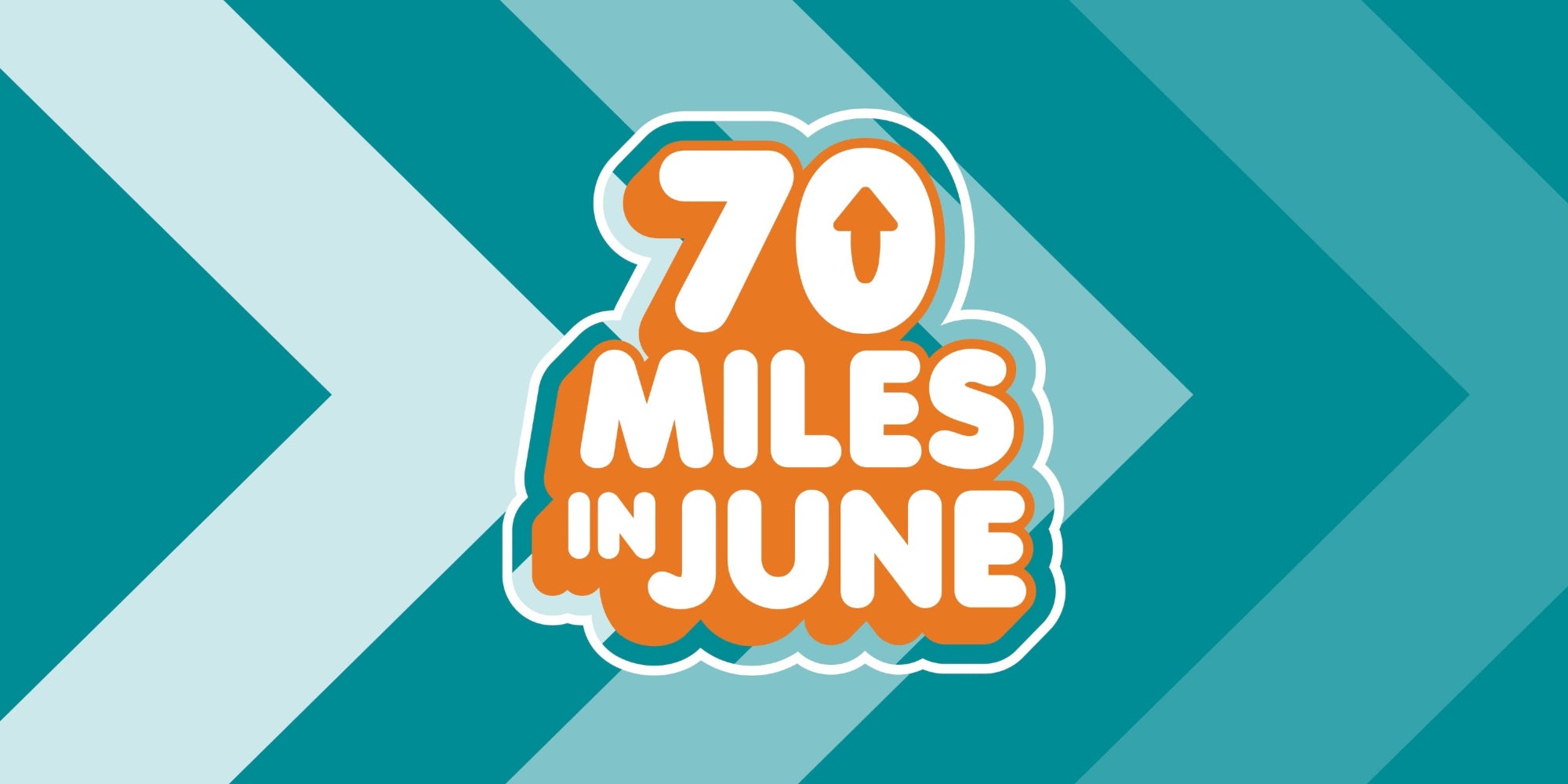 70 MILES IN JUNE logo on a blue geometric pattern background